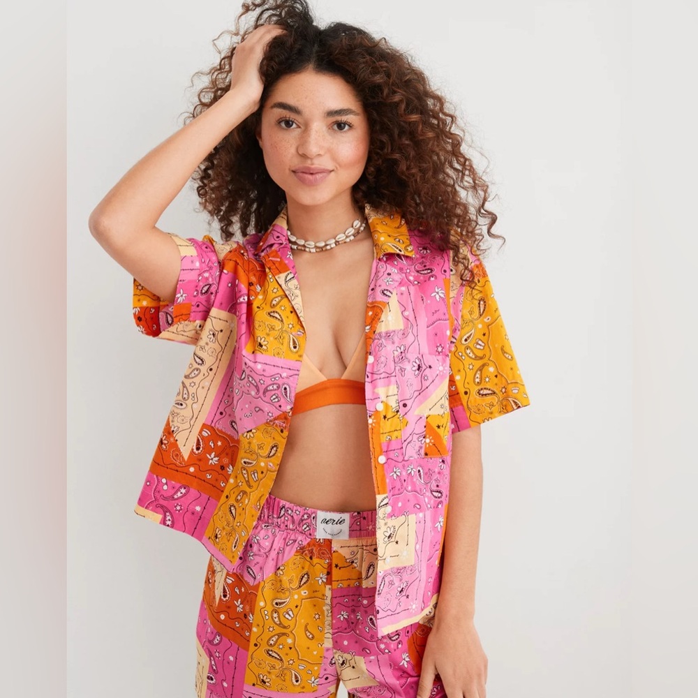 Patchwork Aerie Poplin Pajama Shirt